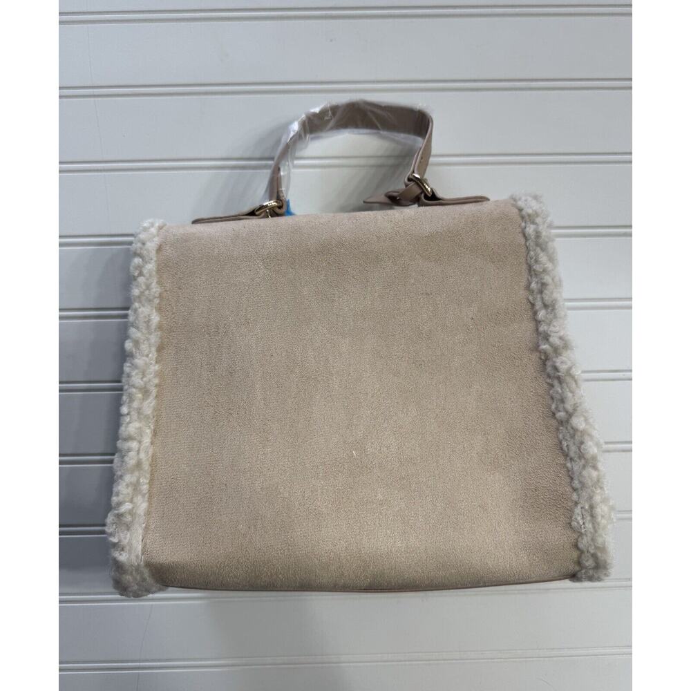 Badgley Mischka Vegan Leather Satchel Handbag w/ Fur Border, Brown NWT $159 - Picture 7 of 7